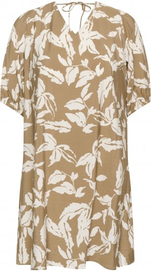 Kaffe Curve Marla Dress Oak Chalk Leaf - Μίντι φορέματα - 