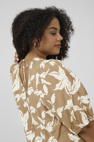Kaffe Curve Marla Dress Oak Chalk Leaf - Μίντι φορέματα - 