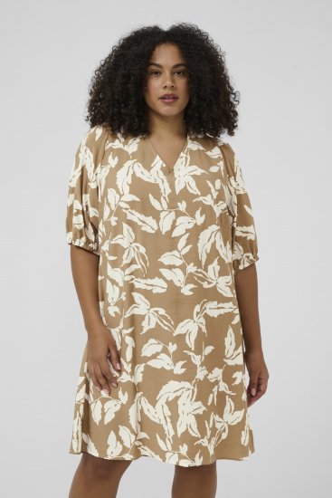 Kaffe Curve Marla Dress Oak Chalk Leaf - Μίντι φορέματα - 