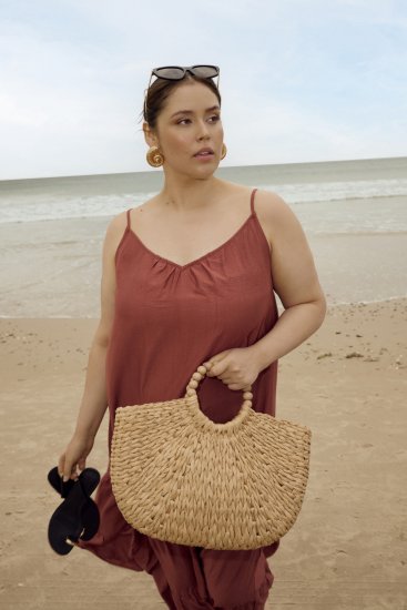 Kaffe Curve Emilia Dress Henna Brown - Μάξι φορέματα - 