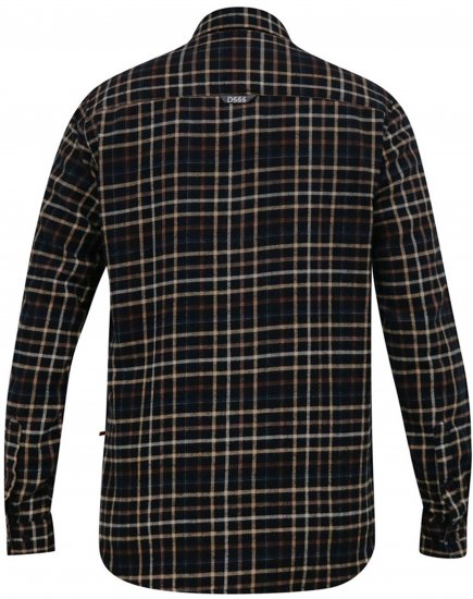D555 Destin Checked Long Sleeve Shirt Black/Tan Check - Πουκάμισα με μακριά μανίκια - 