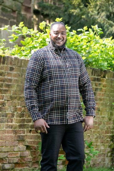 D555 Destin Checked Long Sleeve Shirt Black/Tan Check - Πουκάμισα με μακριά μανίκια - 