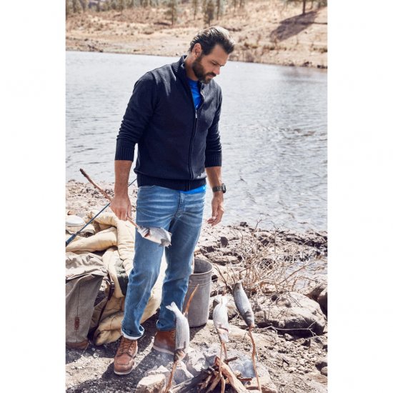 JP1880 Cardigan Knitted with Zipper Navy TALL - ΑΝΔΡΙΚΑ ΡΟΥΧΑ MT-6XLT - Μεγέθη TALL