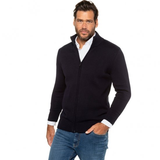 JP1880 Cardigan Knitted with Zipper Navy TALL - ΑΝΔΡΙΚΑ ΡΟΥΧΑ MT-6XLT - Μεγέθη TALL