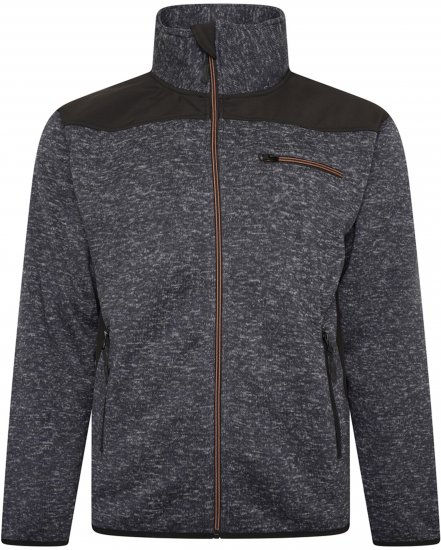 Kam jeans KV133 Twisted Marl Fleece Jacket Black - Μπουφάν - Aνδρικά μπουφαν μεγάλα μεγέθη