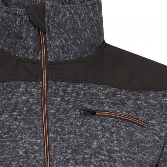 Kam jeans KV133 Twisted Marl Fleece Jacket Black - Μπουφάν - Aνδρικά μπουφαν μεγάλα μεγέθη
