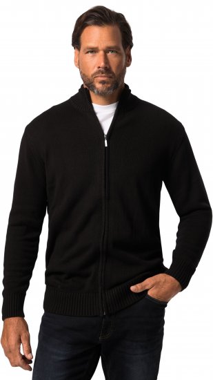 JP1880 Sweater Knitter with Zipper Black - φούτερ/Φούτερ με κουκούλα - φούτερ/Φούτερ με κουκούλα ανδρικά μεγάλα μεγέθη 