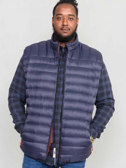 D555 WICKHAM 1 Puffer Gilet with Burgundy Lining Navy - Αμάνικα μπουφάν - Γιλέκα σε μεγάλα μεγέθη