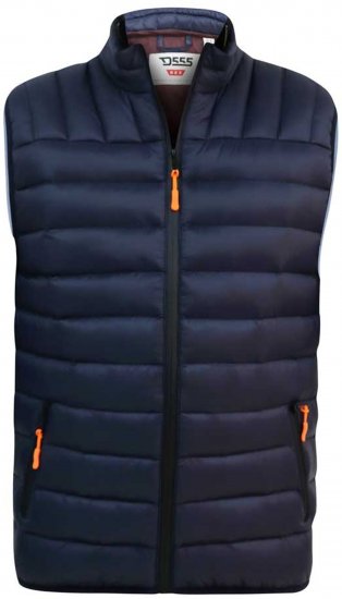 D555 WICKHAM 1 Puffer Gilet with Burgundy Lining Navy - Αμάνικα μπουφάν - Γιλέκα σε μεγάλα μεγέθη