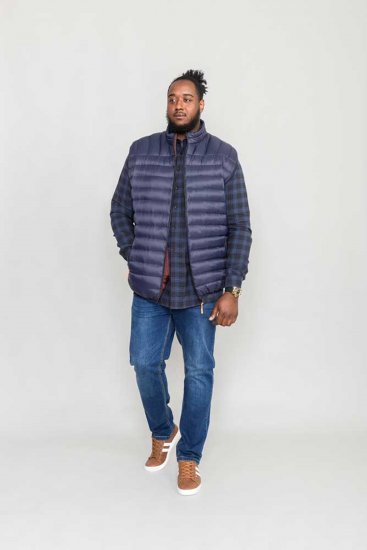 D555 WICKHAM 1 Puffer Gilet with Burgundy Lining Navy - Αμάνικα μπουφάν - Γιλέκα σε μεγάλα μεγέθη