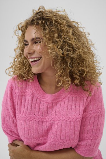Kaffe Curve Minia Pullover Pink Power Melange - Πλεκτά πουλόβερ - 