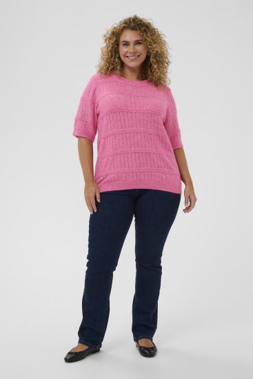 Kaffe Curve Minia Pullover Pink Power Melange - Πλεκτά πουλόβερ - 