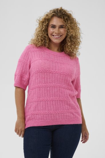 Kaffe Curve Minia Pullover Pink Power Melange - Πλεκτά πουλόβερ - 