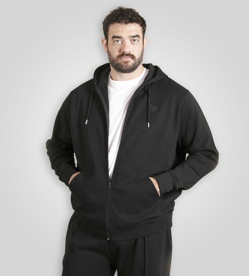 Duke Kenilworth Pin Tuck Sleeves Zip Through Hoodie Dark Navy - φούτερ/Φούτερ με κουκούλα - φούτερ/Φούτερ με κουκούλα ανδρικά μεγάλα μεγέθη 
