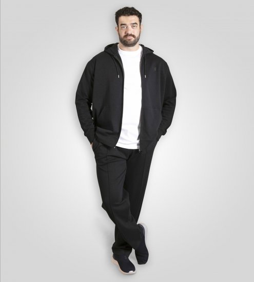 Duke Kenilworth Pin Tuck Sleeves Zip Through Hoodie Dark Navy - φούτερ/Φούτερ με κουκούλα - φούτερ/Φούτερ με κουκούλα ανδρικά μεγάλα μεγέθη 