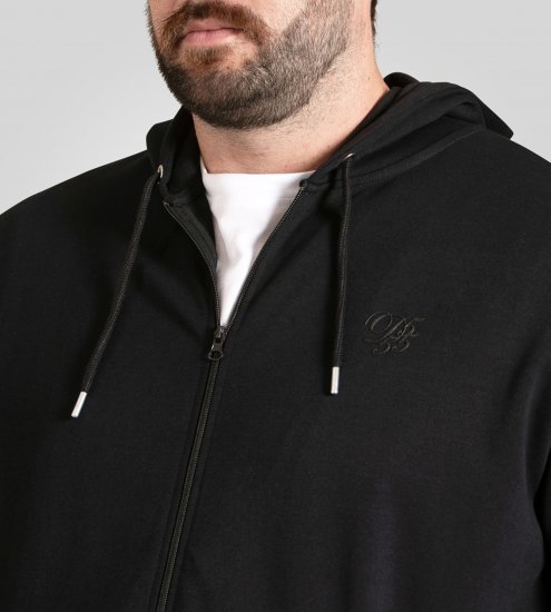 Duke Kenilworth Pin Tuck Sleeves Zip Through Hoodie Dark Navy - φούτερ/Φούτερ με κουκούλα - φούτερ/Φούτερ με κουκούλα ανδρικά μεγάλα μεγέθη 
