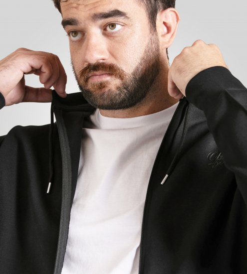 Duke Kenilworth Pin Tuck Sleeves Zip Through Hoodie Dark Navy - φούτερ/Φούτερ με κουκούλα - φούτερ/Φούτερ με κουκούλα ανδρικά μεγάλα μεγέθη 