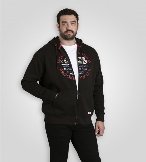 Duke Southampton Brooklyn Chest Print Full Zip Hoodie Black - φούτερ/Φούτερ με κουκούλα - φούτερ/Φούτερ με κουκούλα ανδρικά μεγάλα μεγέθη 