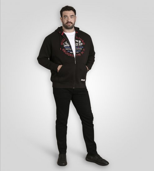 Duke Southampton Brooklyn Chest Print Full Zip Hoodie Black - φούτερ/Φούτερ με κουκούλα - φούτερ/Φούτερ με κουκούλα ανδρικά μεγάλα μεγέθη 