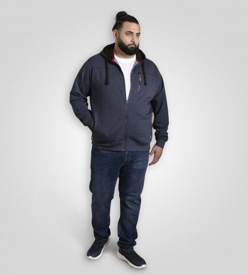 D555 Mansfield Hoodie with Zipper Navy - φούτερ/Φούτερ με κουκούλα - φούτερ/Φούτερ με κουκούλα ανδρικά μεγάλα μεγέθη 