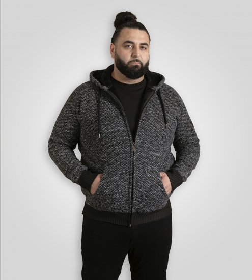 Duke Fareham Bonded Sherpa Lining Knitted Hoodie Grey - φούτερ/Φούτερ με κουκούλα - φούτερ/Φούτερ με κουκούλα ανδρικά μεγάλα μεγέθη 