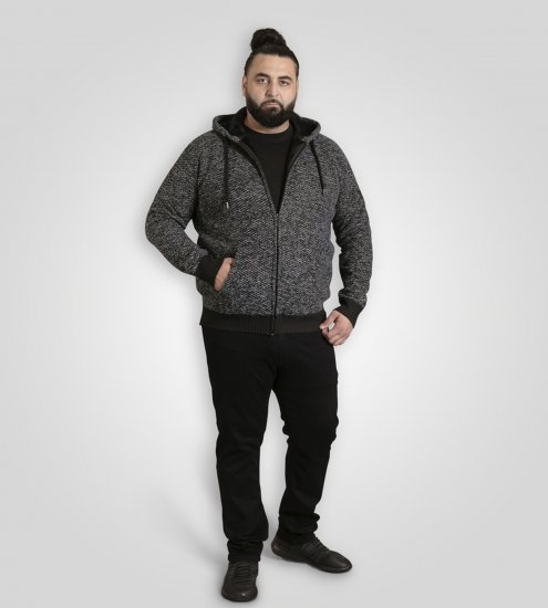 Duke Fareham Bonded Sherpa Lining Knitted Hoodie Grey - φούτερ/Φούτερ με κουκούλα - φούτερ/Φούτερ με κουκούλα ανδρικά μεγάλα μεγέθη 