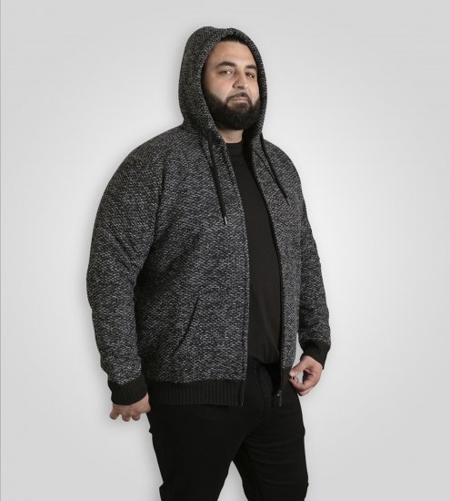Duke Fareham Bonded Sherpa Lining Knitted Hoodie Grey - φούτερ/Φούτερ με κουκούλα - φούτερ/Φούτερ με κουκούλα ανδρικά μεγάλα μεγέθη 