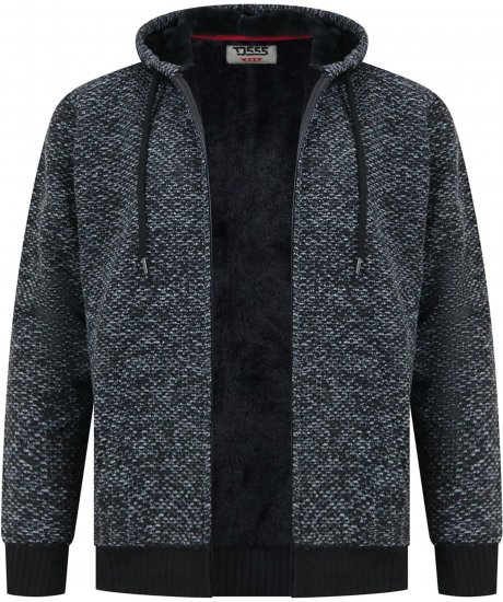 Duke Fareham Bonded Sherpa Lining Knitted Hoodie Grey - φούτερ/Φούτερ με κουκούλα - φούτερ/Φούτερ με κουκούλα ανδρικά μεγάλα μεγέθη 