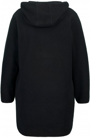Ulla Popken Teddy Fleece Hooded Zip Neck Sweatshirt Black - φούτερ/Φούτερ με κουκούλα - 