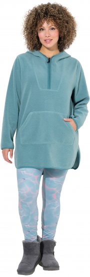 Ulla Popken Teddy Fleece Hooded Zip Neck Sweatshirt Ice Green - φούτερ/Φούτερ με κουκούλα - 
