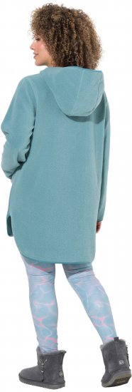 Ulla Popken Teddy Fleece Hooded Zip Neck Sweatshirt Ice Green - φούτερ/Φούτερ με κουκούλα - 