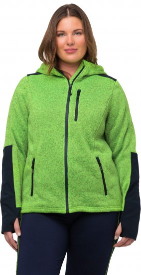Ulla Popken Contrast Inserts Sweater Knit Hoodie Light Green - φούτερ/Φούτερ με κουκούλα - 
