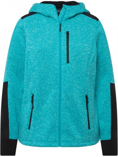 Ulla Popken Contrast Inserts Sweater Knit Hoodie Aquamarine - φούτερ/Φούτερ με κουκούλα - 
