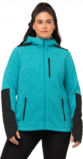 Ulla Popken Contrast Inserts Sweater Knit Hoodie Aquamarine - φούτερ/Φούτερ με κουκούλα - 