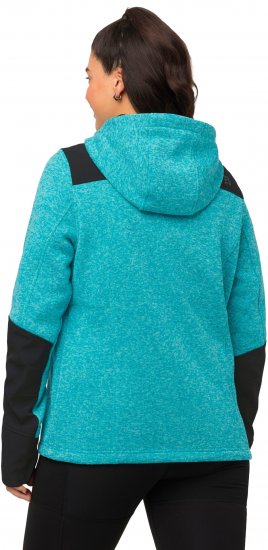 Ulla Popken Contrast Inserts Sweater Knit Hoodie Aquamarine - φούτερ/Φούτερ με κουκούλα - 
