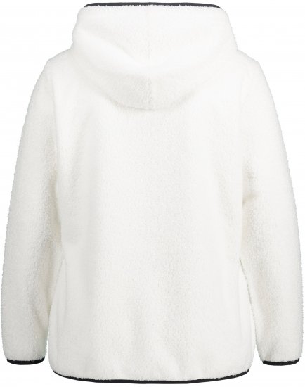 Ulla Popken Teddy Fleece Partial Zip Hoodie Snow White - φούτερ/Φούτερ με κουκούλα - 