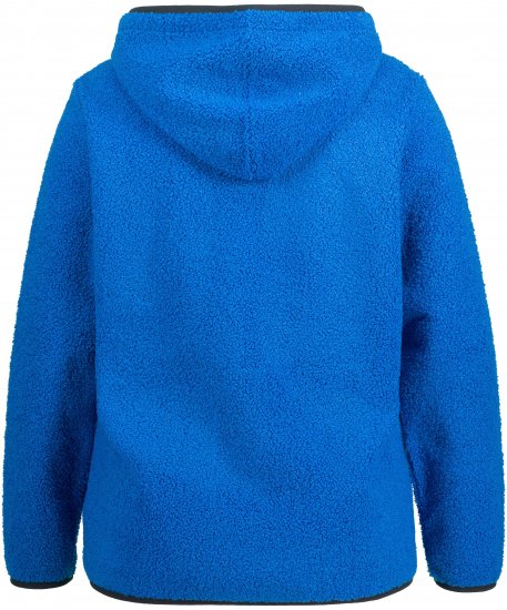Ulla Popken Teddy Fleece Partial Zip Hoodie Royal Blue - φούτερ/Φούτερ με κουκούλα - 