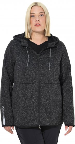 Ulla Popken Sweater Knit Fleece Hoodie Black - φούτερ/Φούτερ με κουκούλα - 
