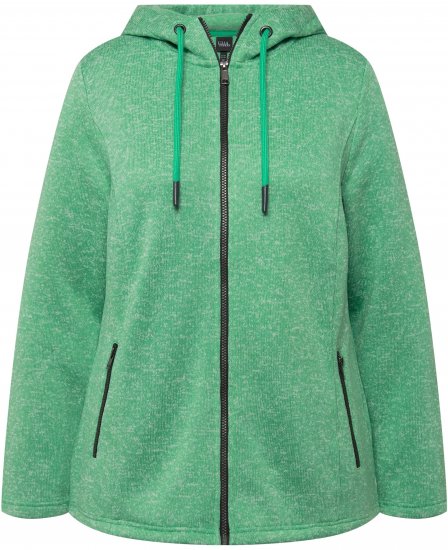 Ulla Popken Melange Knit Fleece Lined Hoodie Spring Green - φούτερ/Φούτερ με κουκούλα - 