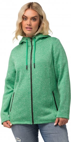 Ulla Popken Melange Knit Fleece Lined Hoodie Spring Green - φούτερ/Φούτερ με κουκούλα - 