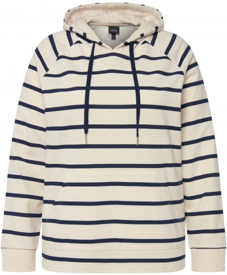 Ulla Popken Stripe Print Loungewear Hoodie Chalk - φούτερ/Φούτερ με κουκούλα - 
