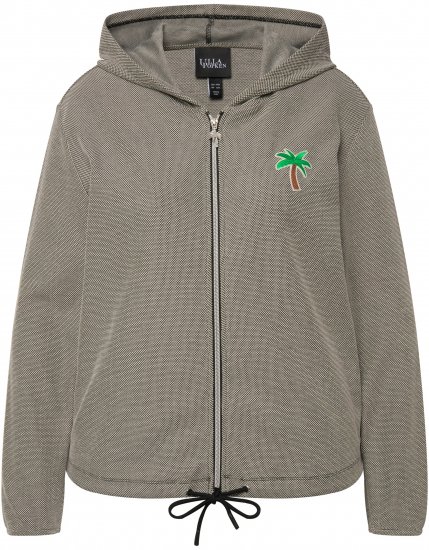 Ulla Popken Drawstring Hem Zip-Up Hoodie Grey - φούτερ/Φούτερ με κουκούλα - 