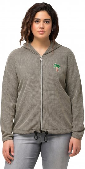 Ulla Popken Drawstring Hem Zip-Up Hoodie Grey - φούτερ/Φούτερ με κουκούλα - 