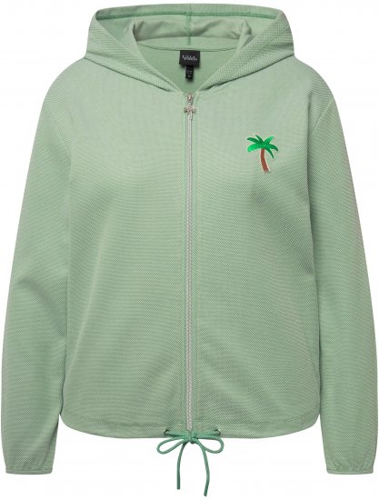 Ulla Popken Drawstring Hem Zip-Up Hoodie Light Green - φούτερ/Φούτερ με κουκούλα - 