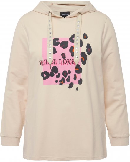 Ulla Popken REBEL LOVE Long Sleeve Graphic Hoodie Vanilla - φούτερ/Φούτερ με κουκούλα - 