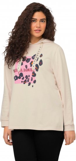 Ulla Popken REBEL LOVE Long Sleeve Graphic Hoodie Vanilla - φούτερ/Φούτερ με κουκούλα - 