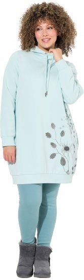 Ulla Popken Oversized Grass Graphic Hoodie Glacier Green - φούτερ/Φούτερ με κουκούλα - 