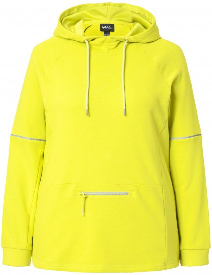 Ulla Popken Zippered Pocket and Reflective Piping Hoodie Green Apple - φούτερ/Φούτερ με κουκούλα - 