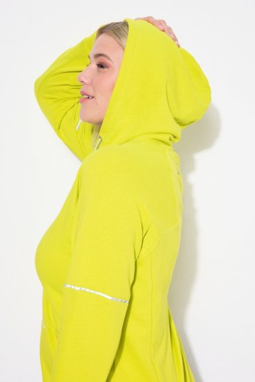 Ulla Popken Zippered Pocket and Reflective Piping Hoodie Green Apple - φούτερ/Φούτερ με κουκούλα - Ζεστά Φούτερ, Hoodies & Πλεκτά