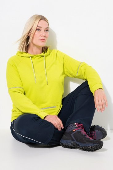 Ulla Popken Zippered Pocket and Reflective Piping Hoodie Green Apple - φούτερ/Φούτερ με κουκούλα - Ζεστά Φούτερ, Hoodies & Πλεκτά